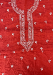 Maheshwari Chanderi Chikankari Mens Kurta - Red
