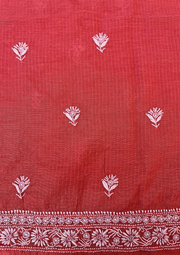 Maheshwari Chanderi Chikankari Mens Kurta - Red