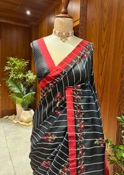 Chanderi Chikankari Saree - Black