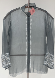Chikankari Organza Shirt - Grey