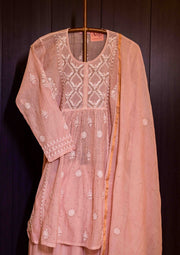 Women's Handcrafted Chanderi  Mul sharara PEACHISH PINK   - SC115715