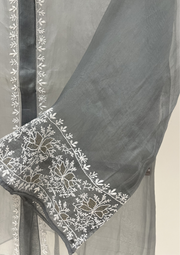 Chikankari Organza Shirt - Grey