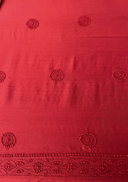 Chanderi Chikankari Unstitch Mens Kurta - Red