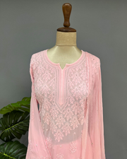Georgette Chikankari Suit Set - Blush Pink