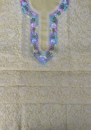 Cotton Chikankari Unstitched Suit - Lime Yellow