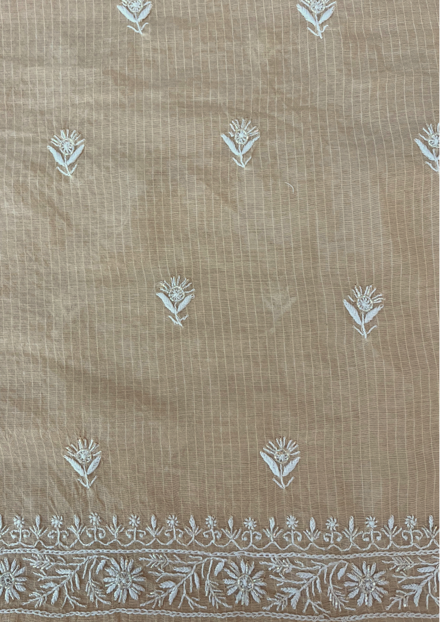 Mhaheshwari Chanderi chikankari mens Kurt - IVORY