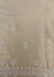 Chanderi Chikankari Unstitched Mens Kurta - Beige