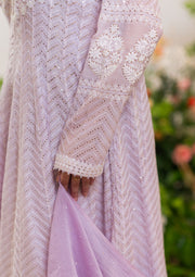 Mul Chanderi Chikankari Anarkali - Add on Mukaish - Lilac