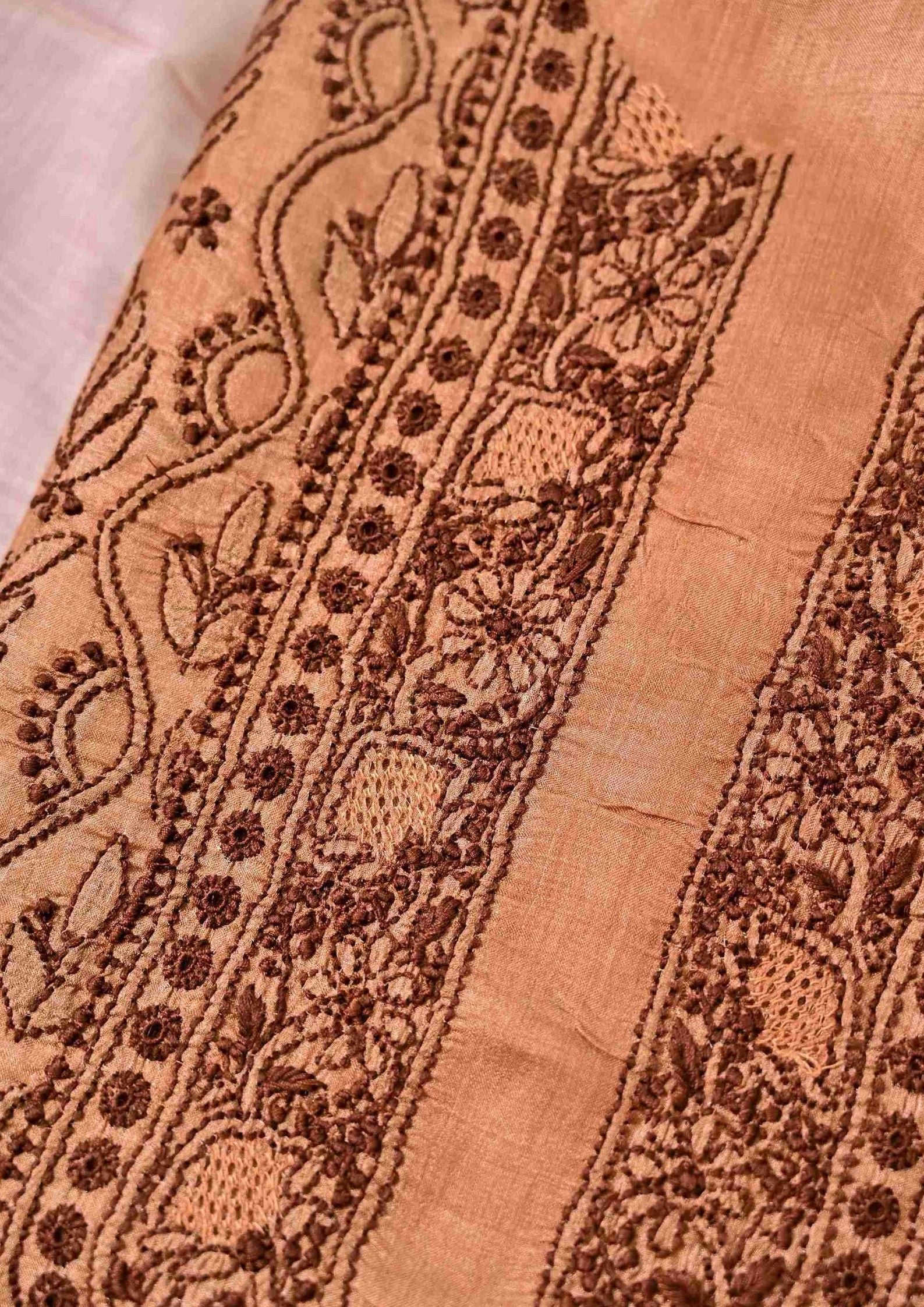 Tussar Silk Chikankari Men's Kurta Material - SC114637