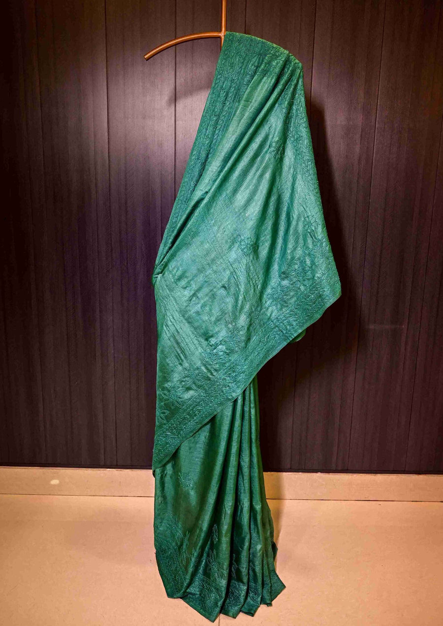 Tussar Silk Chikankari Saree sc2423273