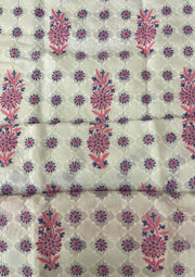 Cotton Chikankari Unstitched Suit - pink and purple