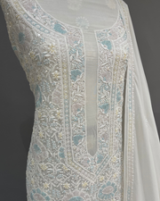 Pure Georgette Chikankari Suit Set - Multicolour