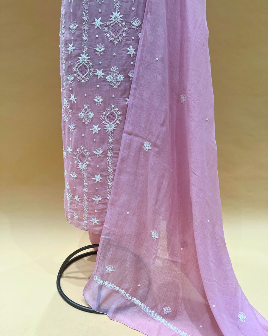 Mul Chikankari Unstitched 2pc Suit - Cotton Candy