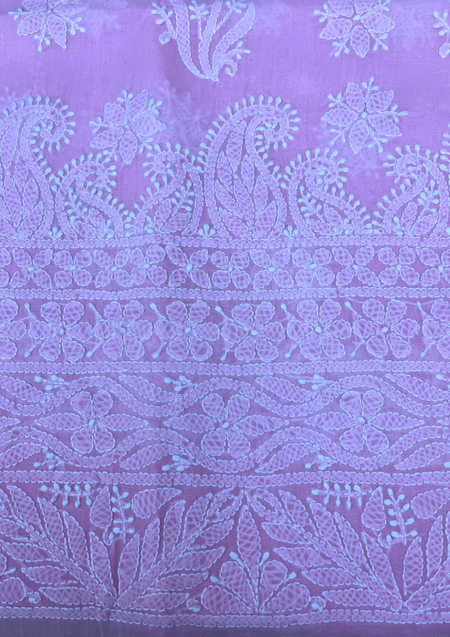 Cotton Unstitched Chikankari Suit - Baby Pink
