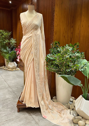 Chikankari Viscose saree - Beige