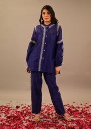 Blue Chanderi Co-ord set