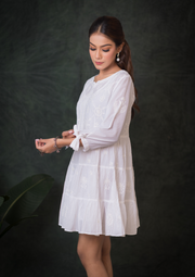 Mul Chikankari Dress - Pristine White