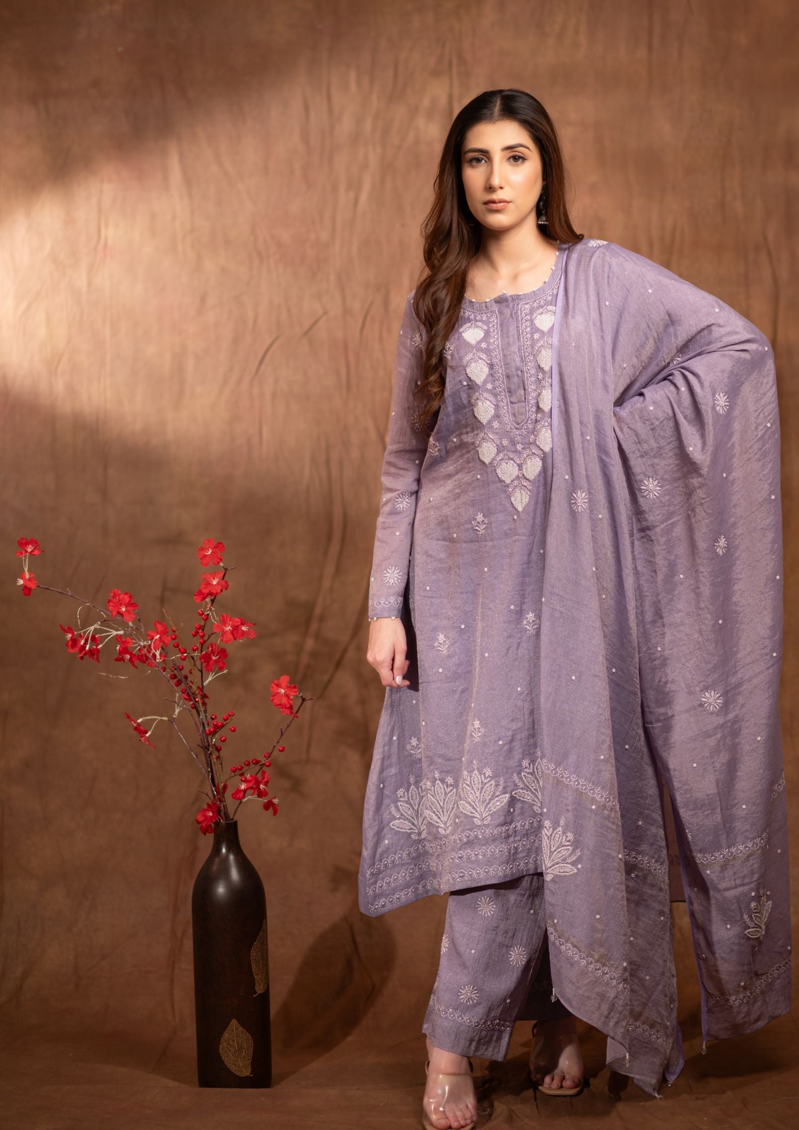 Tissue Chanderi Chikankari Suit - sc2424242