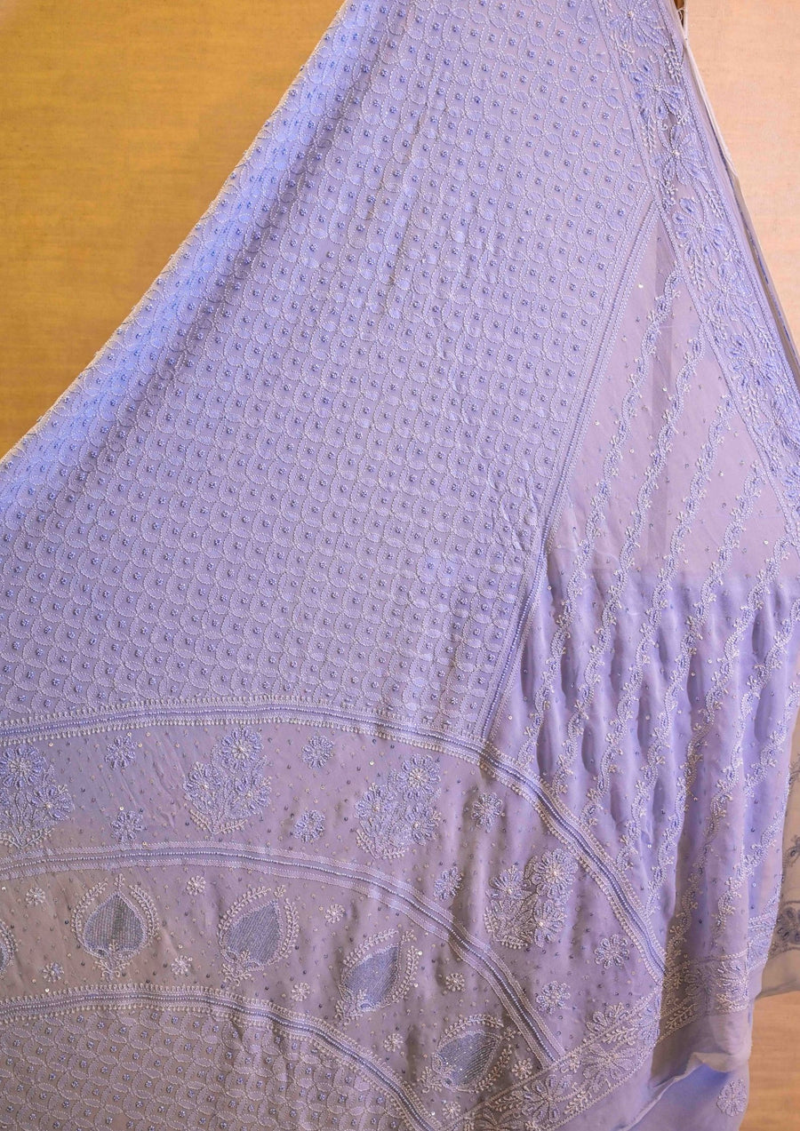 Georgette Chikankari Saree Purple - SC248165