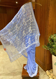 Chikan Saree Georgette - Blue