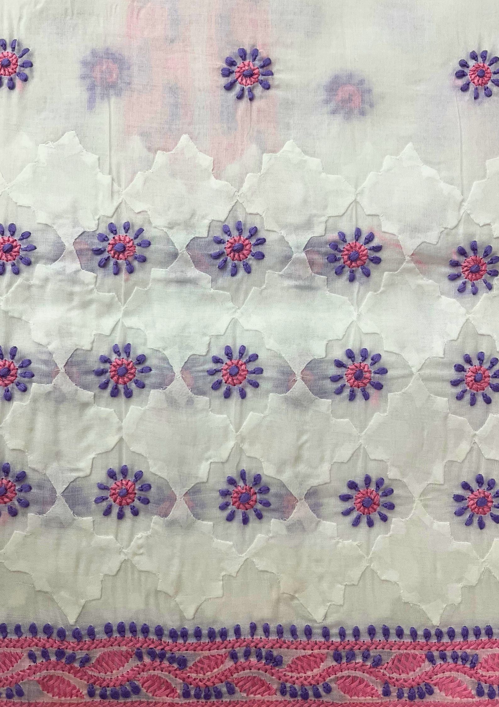 Cotton Chikankari Unstitched Suit - pink and purple