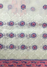 Cotton Chikankari Unstitched Suit - pink and purple