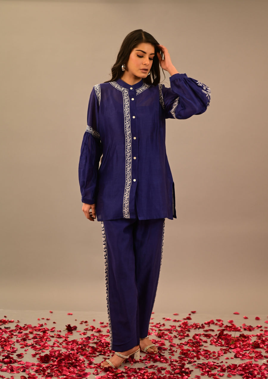 Blue Chanderi Co-ord set