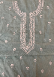 Maheshwari Chanderi Chikankari Mens Kurta - Teal