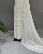 Pure Georgette Chikankari Suit Set - Multicolour