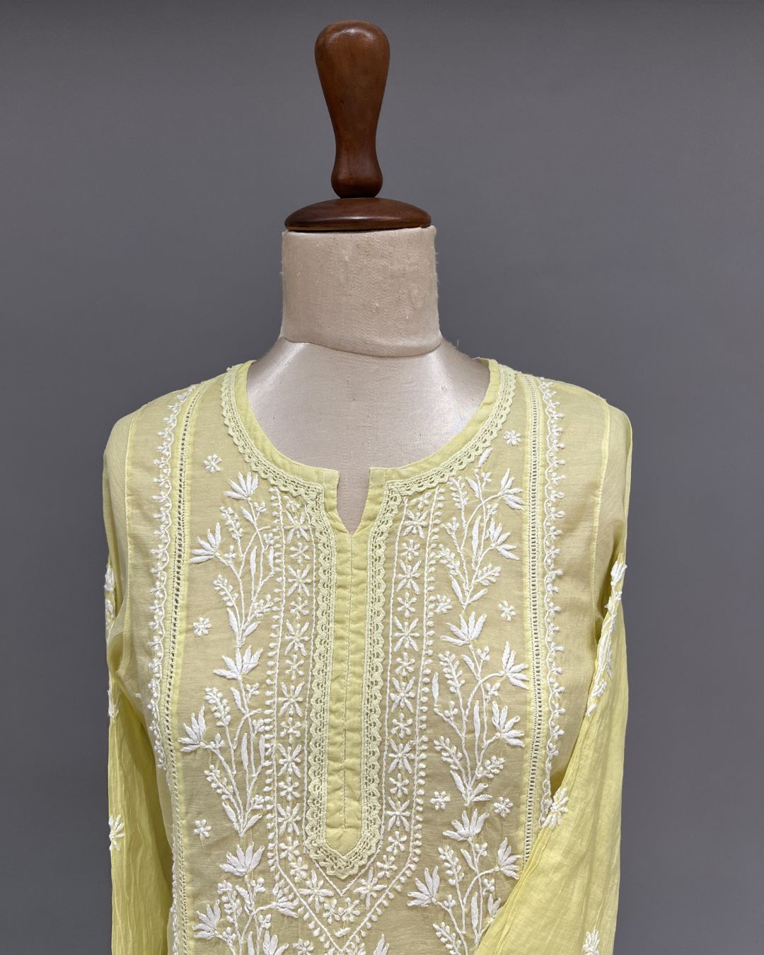 Chanderi Chikankari Co-ord Set - Butter Yellow