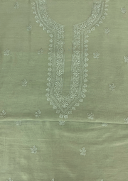 Chanderi Chikankari Unstitched Mens Kurta - Sage Green