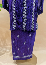 Velvet Chikankari Semistitched Palazzo Set - Purple
