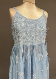 Muslin Chikankari Co-ord Set - Baby Blue