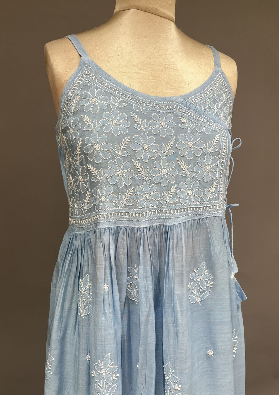 Muslin Chikankari Co-ord Set - Baby Blue