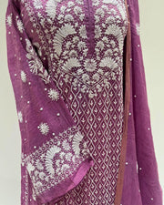 Tissue Chikankari Unstitched Anarkali - Light Plum
