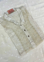 Chikankari Stitched Mens Kurta - Latte Brown