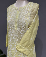 Chanderi Chikankari Co-ord Set - Butter Yellow