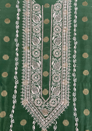 Mul Chanderi Chikankari Unstitched Mens Kurta - Bottle Green