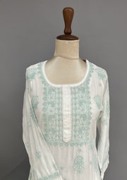 Muslin Chikankari Co-ord Set - White