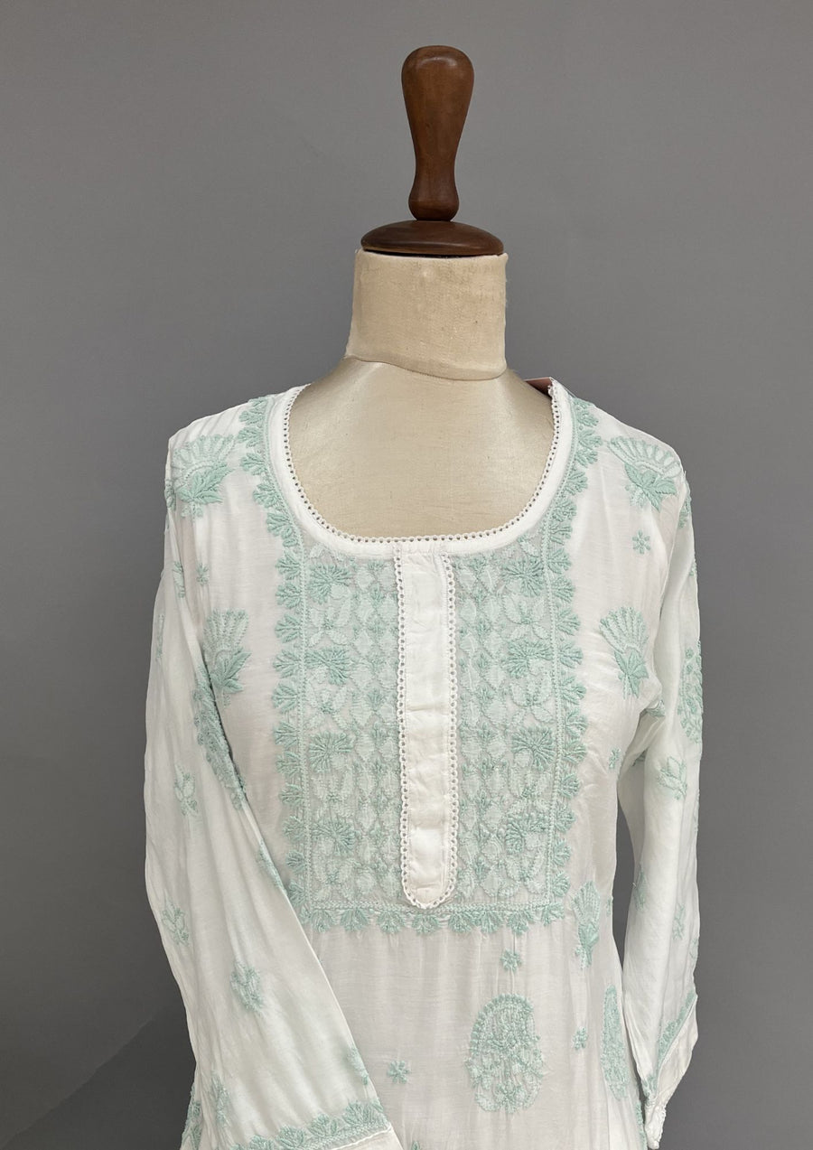 Muslin Chikankari Co-ord Set - White