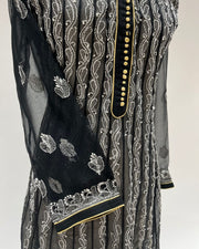 Georgette Anarkali Chikankari Kurta - Black