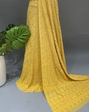 Viscose Chikankari Unstich Lehenga - Sunflower Yellow