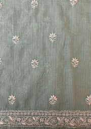 Maheshwari Chanderi Chikankari Mens Kurta - Teal