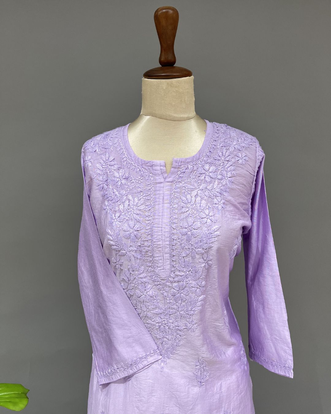 Chanderi Chikankari Long Kurti - Lavender