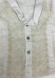 Chikankari Stitched Mens Kurta - Latte Brown