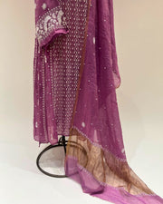 Tissue Chikankari Unstitched Anarkali - Light Plum