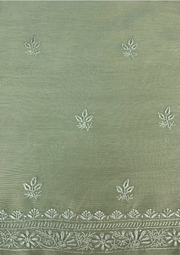 Chanderi Chikankari Unstitched Mens Kurta - Sage Green