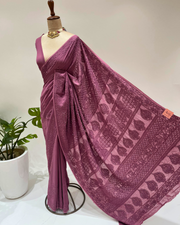 Chikankari Viscose Saree - Light Plum