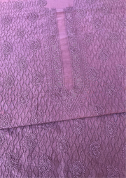 Chanderi Chikankari Unstitch Mens Kurta  - Mauve