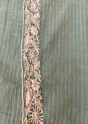 Maheshwari Chanderi Chikankari Mens Kurta - Teal